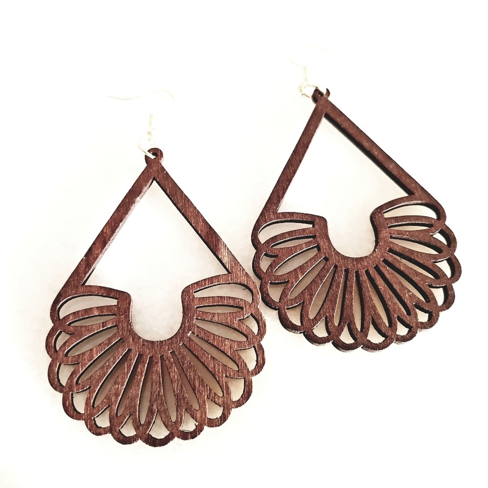 Boho chic laser cut geometric drop earrings